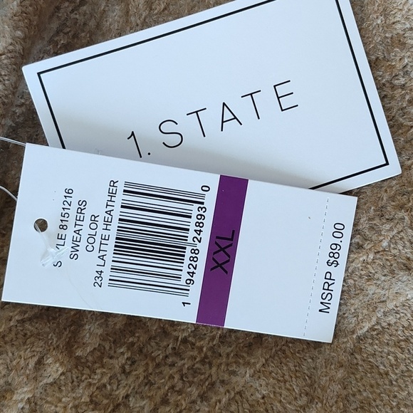 New 1 State Tan Heather Soft Sweater Size XXL - Picture 9 of 10